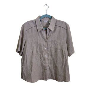 Richard Malcolm Beige Irish Linen Button-Up Neutral Beige Shirt Size L